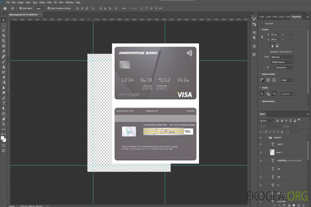Carte visa USA Ameriprise Bank template